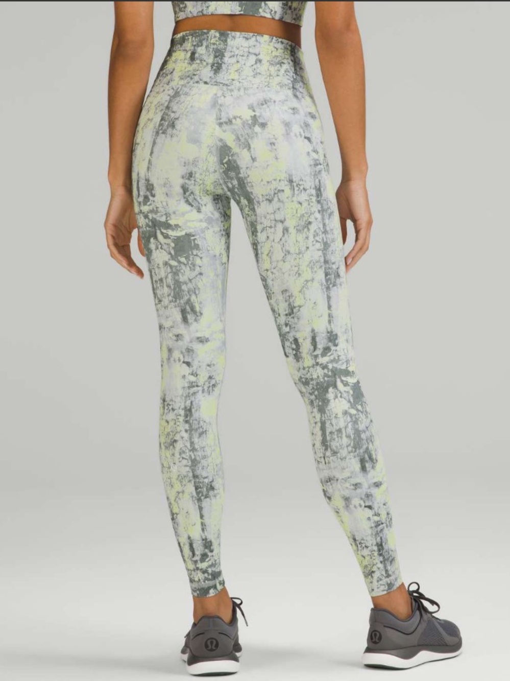 NWOT Lululemon Wunder Train High Rise Yellow Gray Cinder Grain Legging Pants 6